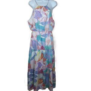 NWT Gap Pastel Watercolor Halter Maxi Dress M Tall Party Wedding Summer